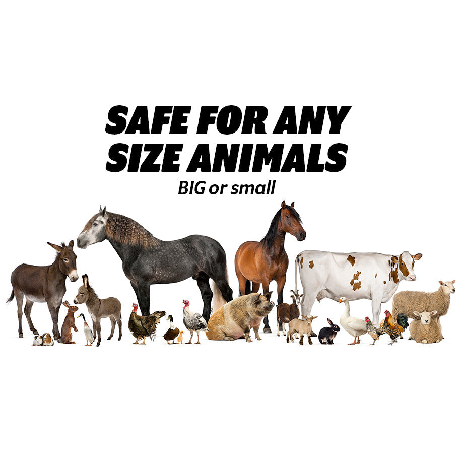 Variety of animals including horses, cows, and chickens representing premium hemp pet bedding suitability.