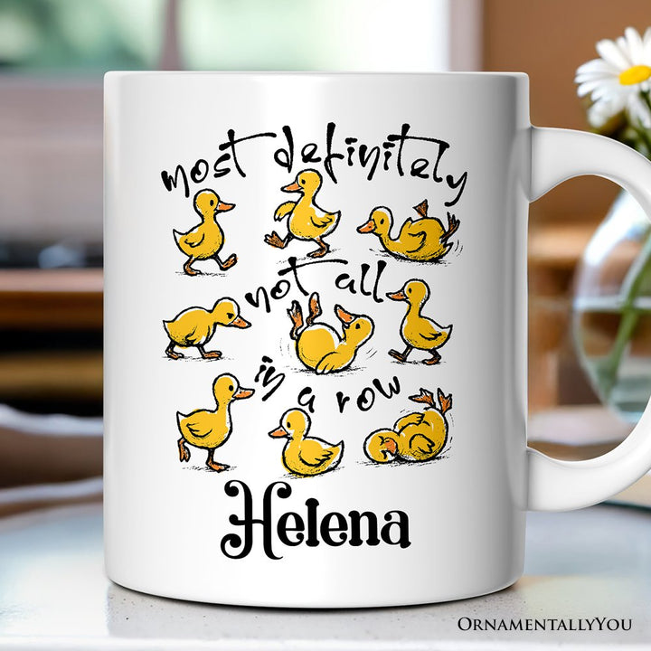 Taza personalizada sarcástica "Patos divertidos no todos en fila", regalo motivacional de salud mental con nombre personalizado