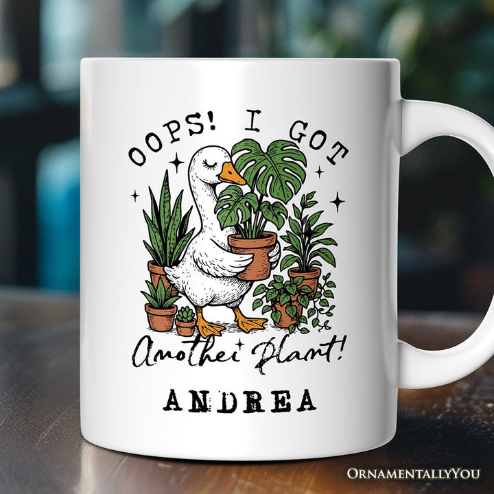 Oops I Got Another Plant Goose Personalized Mug, Sarcastic Gardening Humor Gift with Custom Name