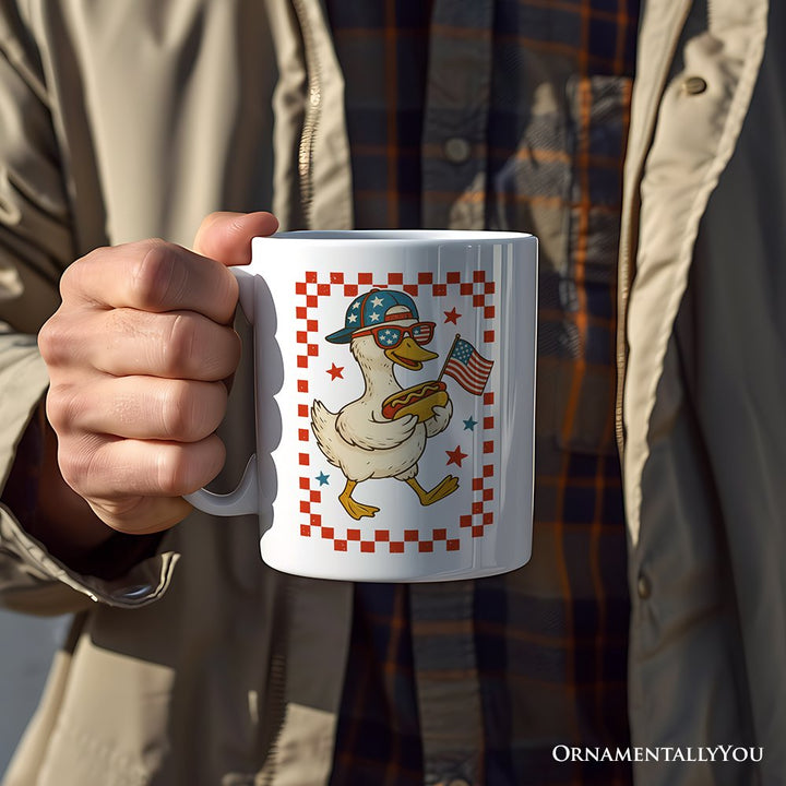 Patriotic Duck Personalized Ceramic Mug - 4th July Custom Name Gift