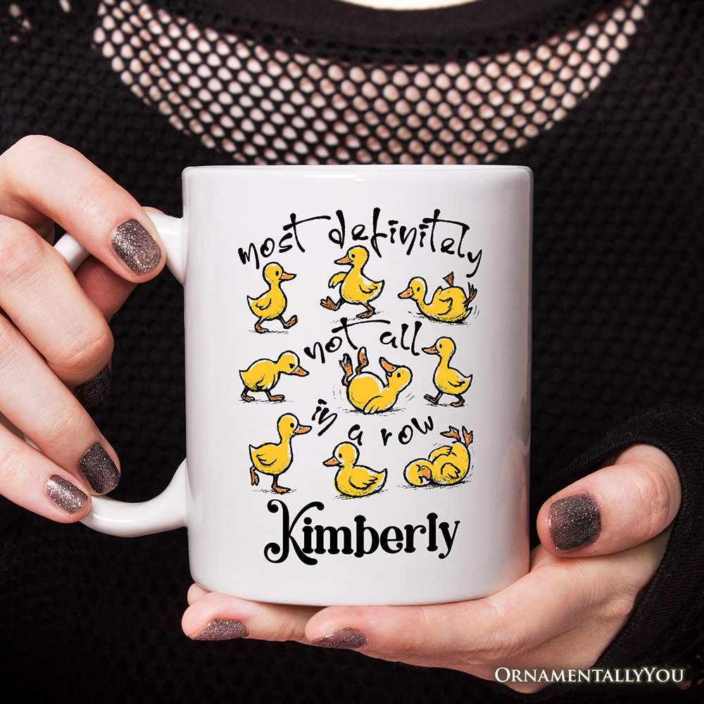 Taza personalizada sarcástica "Patos divertidos no todos en fila", regalo motivacional de salud mental con nombre personalizado