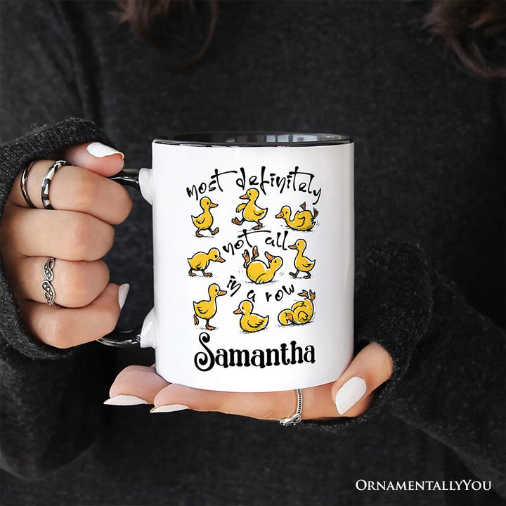 Taza personalizada sarcástica "Patos divertidos no todos en fila", regalo motivacional de salud mental con nombre personalizado