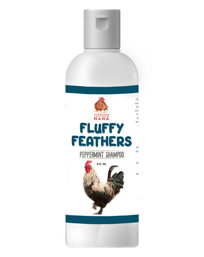 Fluffy Feathers Herbal Chicken Shampoo in peppermint scent, 8oz bottle by Dahlia Pets.