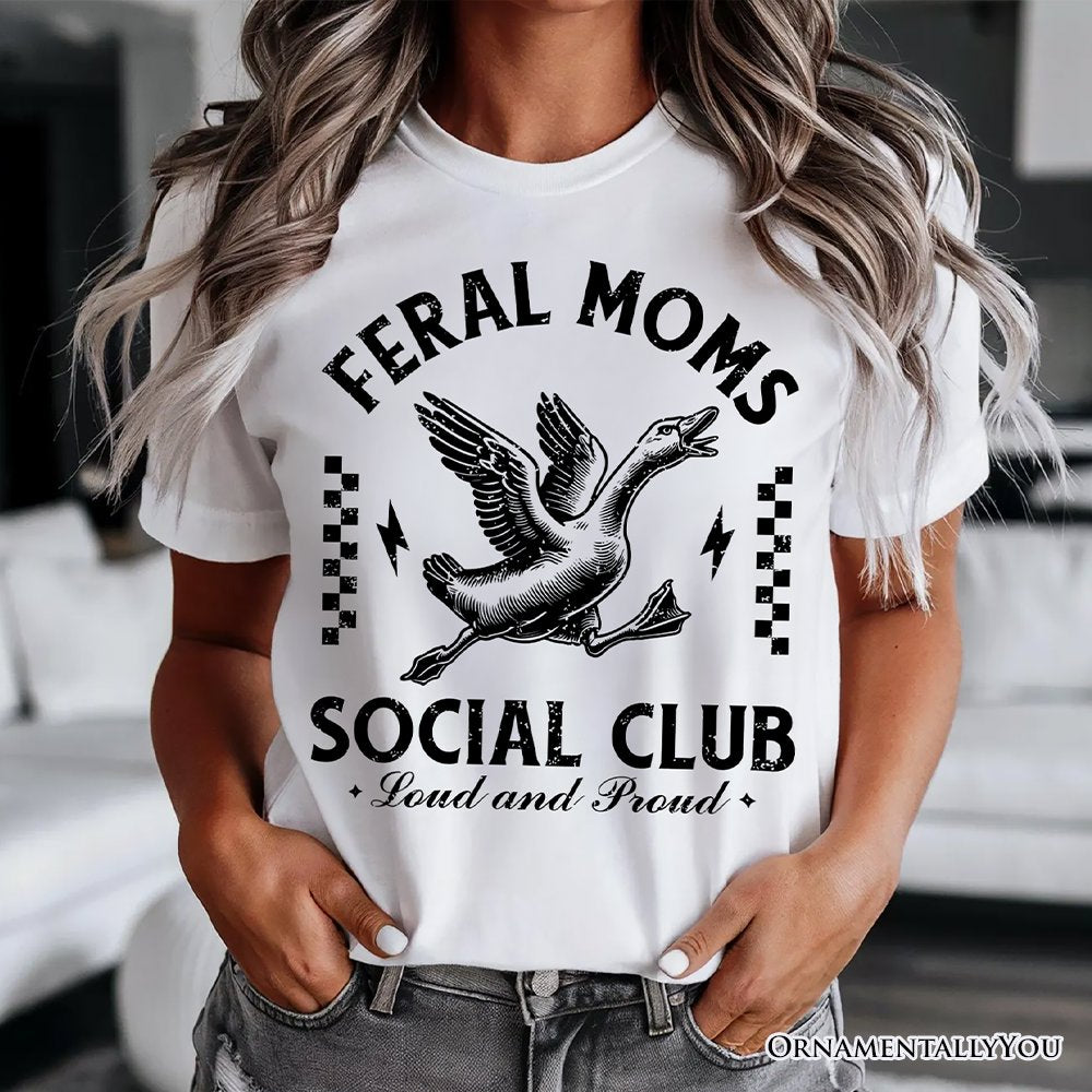 Camiseta de ganso del Club Social de Mamás Salvajes, divertida camiseta blanca y natural para mamás ruidosas y orgullosas.