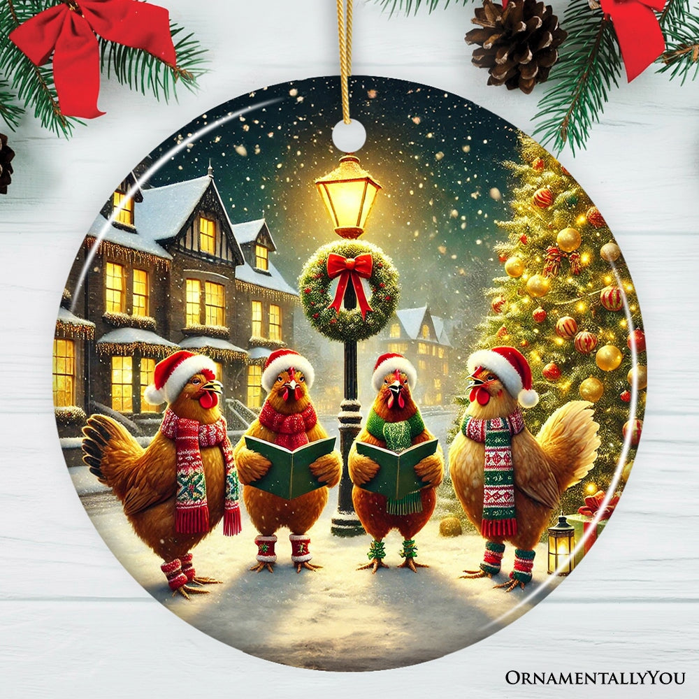 Festive Victorian Chicken Carolers Ornament, Rustic Christmas Gift and Decor