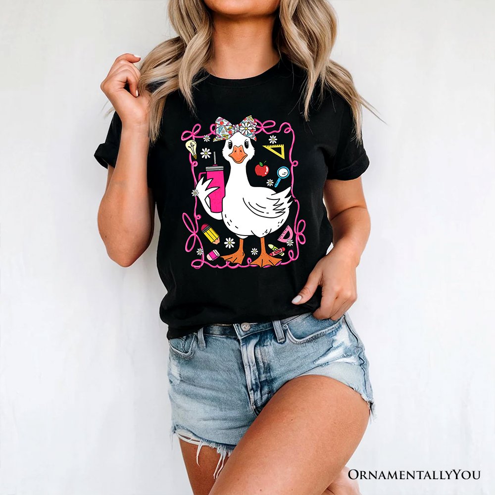 Coquette Teacher Goose T-Shirt, Funny Classroom Tee for Educators