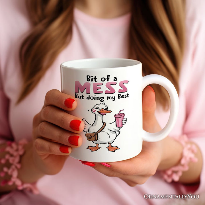 Coquette Pink Goose Personalized Mug, Sassy Gift With Custom Name