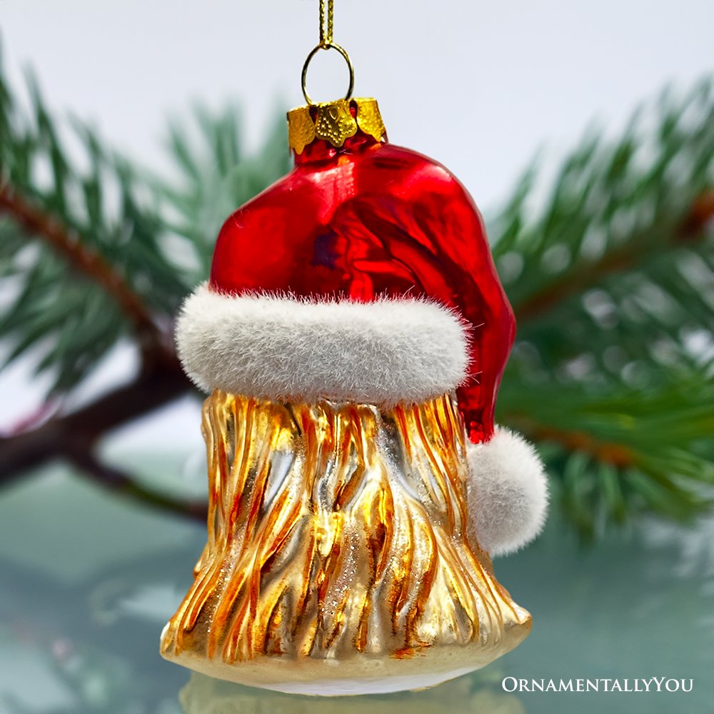 (Pre-Order) Rooster with Santa Hat Handblown Glass Christmas Ornament, Farm Chicken Holiday Decor