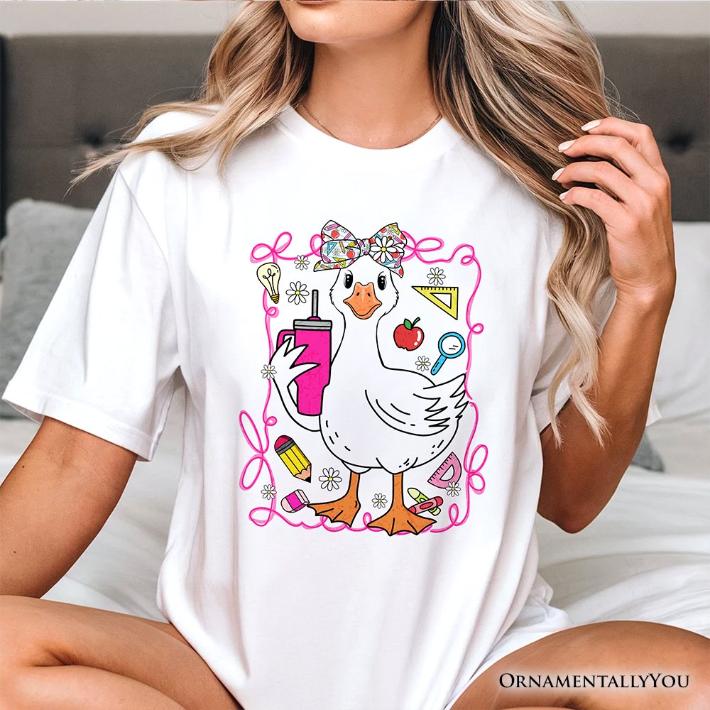 Coquette Teacher Goose T-Shirt, Funny Classroom Tee for Educators