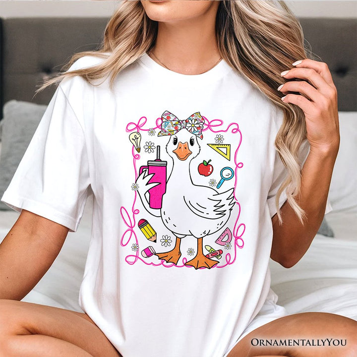 Coquette Teacher Goose T-Shirt, Funny Classroom Tee for Educators