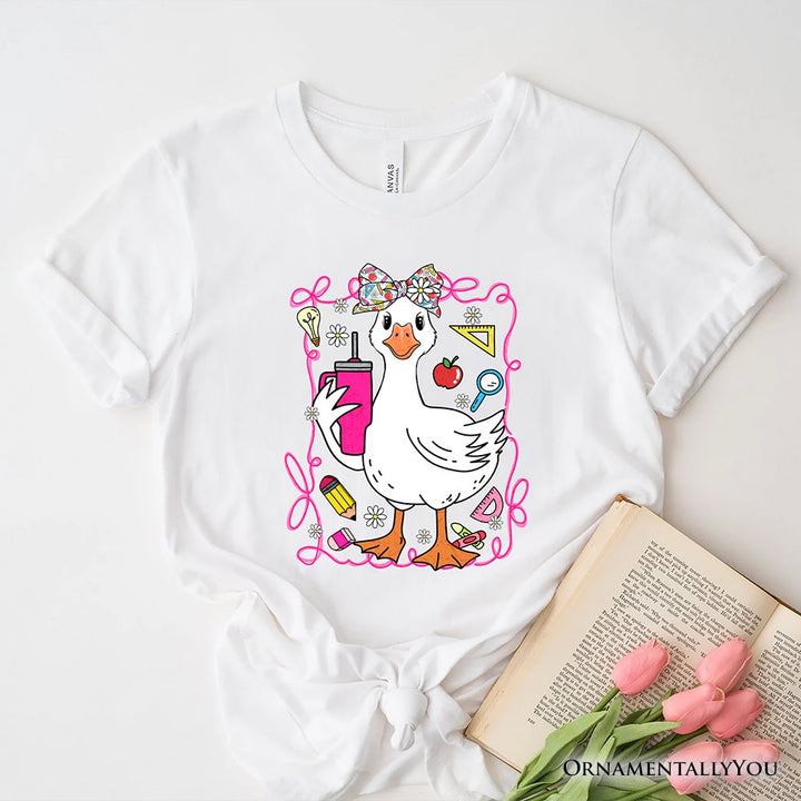 Coquette Teacher Goose T-Shirt, Funny Classroom Tee for Educators