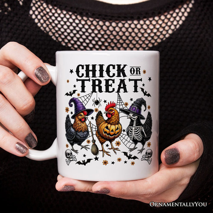 Halloween Chickens Personalized Mug, Chick or Treat Funny Farmhouse Custom Gift