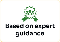 Logo with text 'Based on expert guidance' on a white background