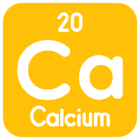 Periodic table element symbol for Calcium on a yellow background