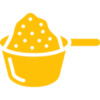 Yellow icon of a cup with polka dot ice cream
