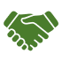 Green icon of two hands shaking