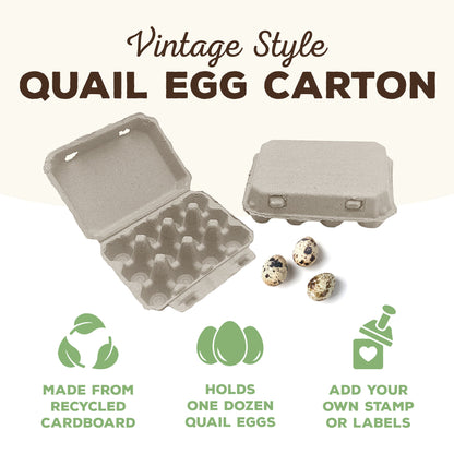 Recycled cardboard quail egg cartons, 12-count, 3x4 design, biodegradable, My Pet Chicken, bulk pack of 144