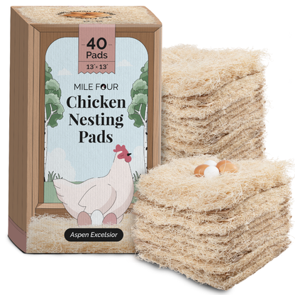 Soft cushioned chicken nesting pads in beige, ideal coop box liners for hens by Mile Four.