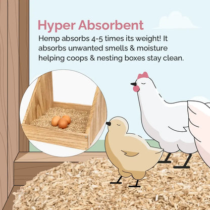 Organic Hemp Bedding for Chicken Coops - Hyper Absorbent USA Made
