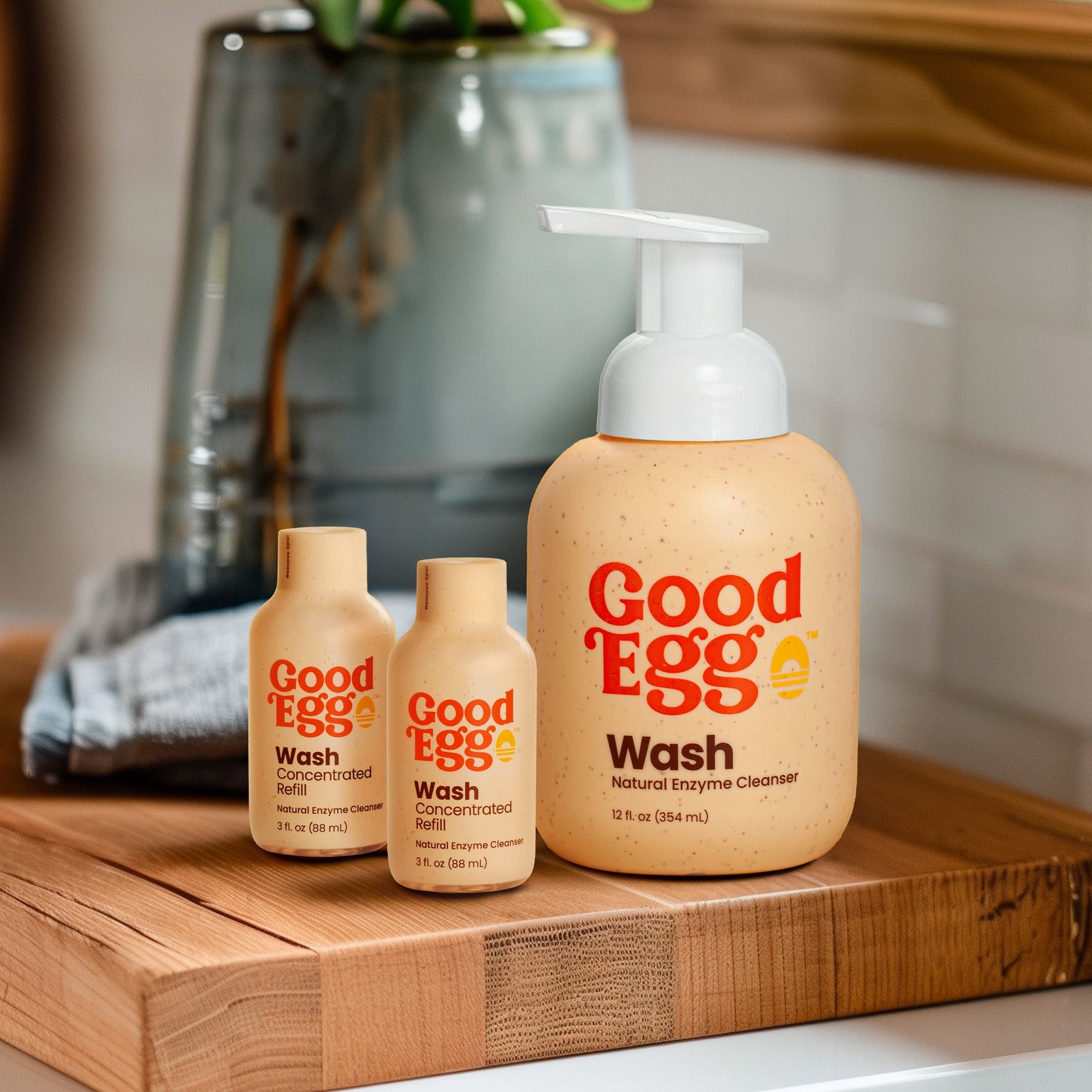 GoodEgg Wash Concentrated Refill 2 pack, eco-friendly egg wash in clear packaging