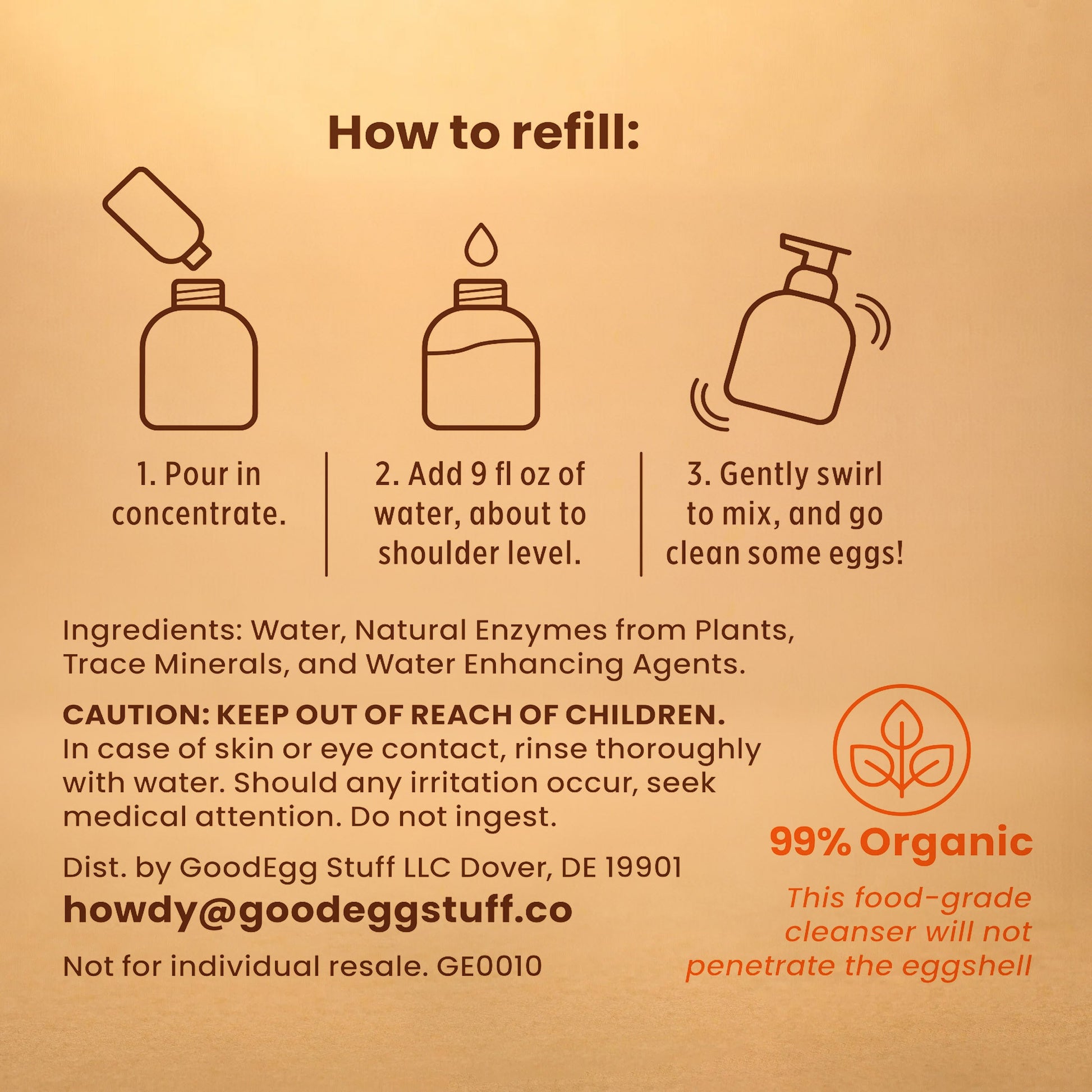 GoodEgg Wash concentrated egg wash refill, two bottles with a sleek design, branded GoodEggStuff