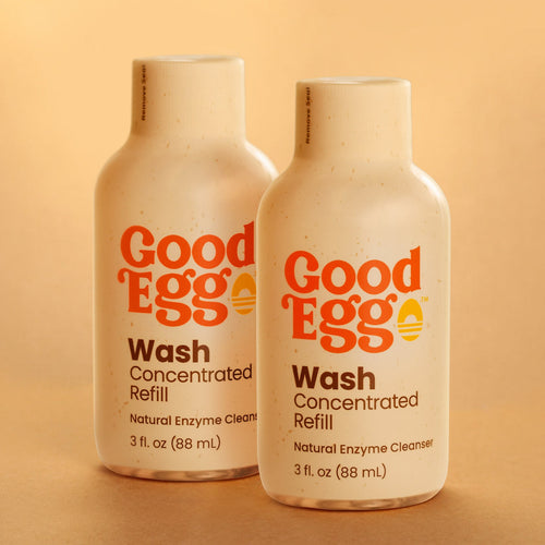 GoodEgg Wash concentrated egg wash refill pack, featuring two eco-friendly 8 oz bottles.