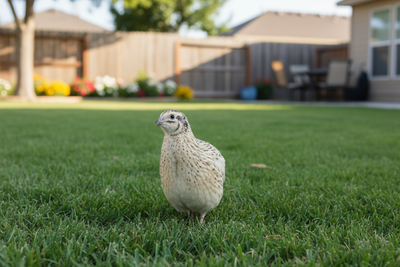Premium jumbo Italian quail hatching eggs in a natural green setting, by Quailz.com.