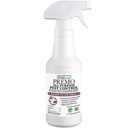 Premo Guard plant-based all-purpose pest control spray bottle, 32 oz, non-toxic and child-safe.