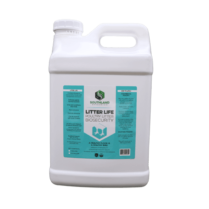 Southland Organics Litter Life Organic Poultry Litter Amendment in 1 Gallon bottle, promoting ammonia control and beneficial