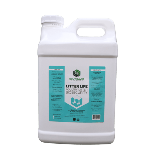 Southland Organics Litter Life Organic Poultry Litter Amendment in 1 Gallon bottle, promoting ammonia control and beneficial