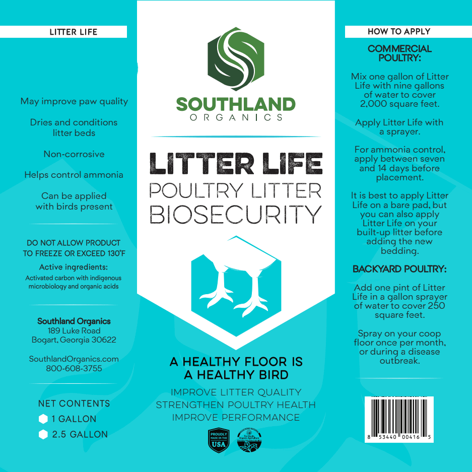 Southland Organics Litter Life Organic Poultry Litter Amendment - Microbe Carbon Blend in a 2.5 Gallon container