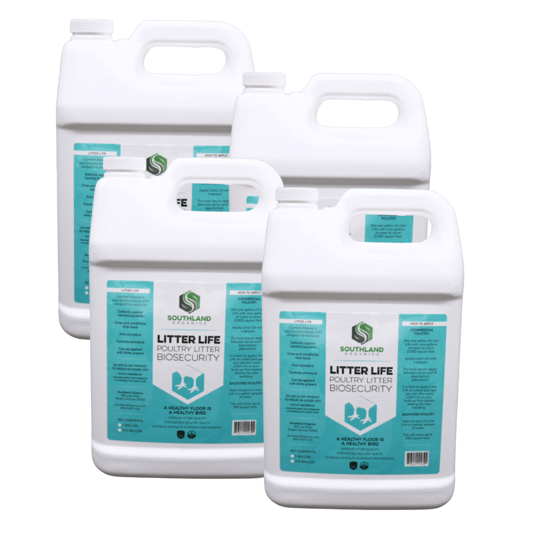 Southland Organics Litter Life Organic Poultry Litter Amendment in a 1-gallon container, ideal for backyard chickens