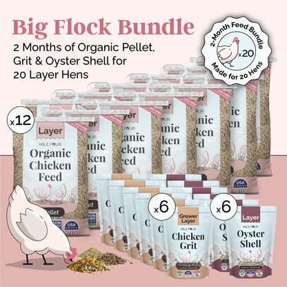 Organic Layer Feed Bundle 20 Hens | 2 Month Supply + Grit & Shell