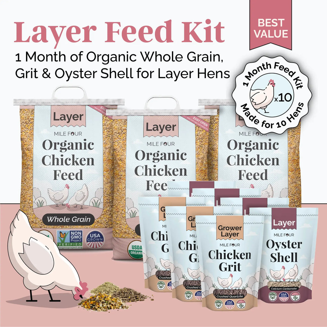 Organic Layer Feed Kit - 1 Month Supply for 6 Chickens w/ Grit