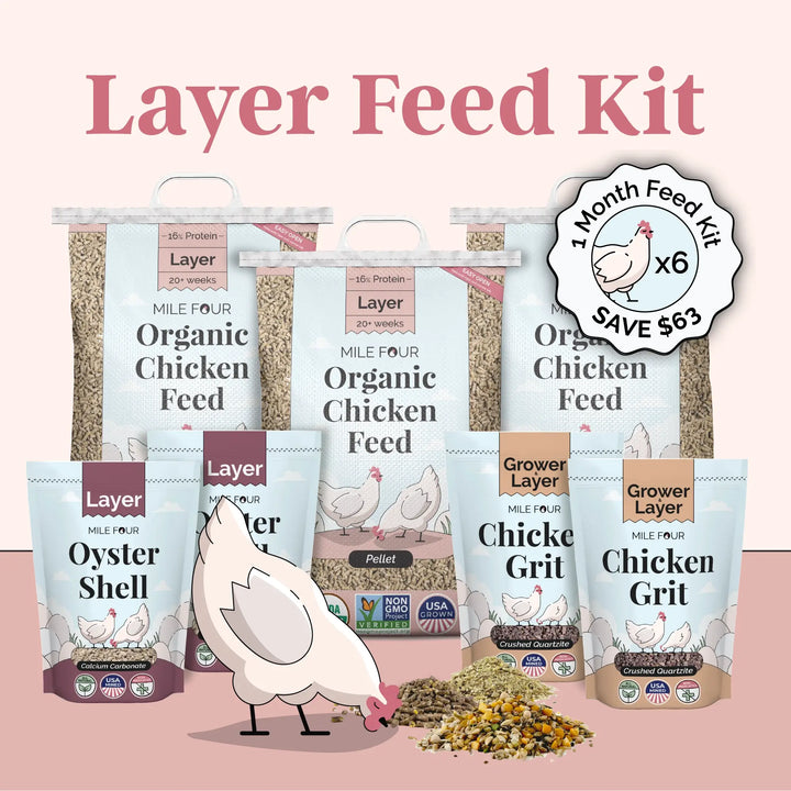Organic Layer Feed Kit - 1 Month Supply for 6 Chickens w/ Grit