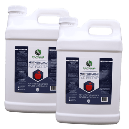 Southland Organics 2.5 Gallon raw apple cider vinegar with garlic for chickens, promoting flock health