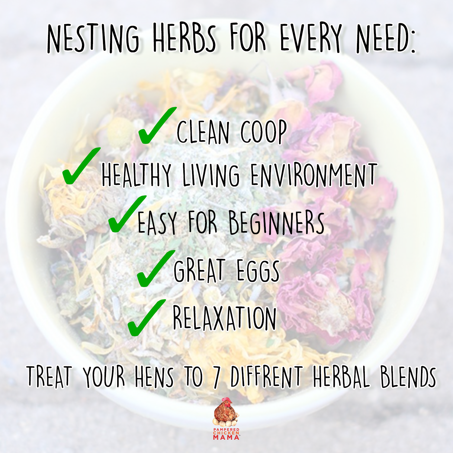 Nesting Herb Starter Bundle by Dahlia Pets with 7 organic herbs for chicken health and wellness.
