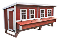 Amish-crafted large wooden chicken coop for 30 chickens with 10 nesting boxes, designed for backyard poultry.