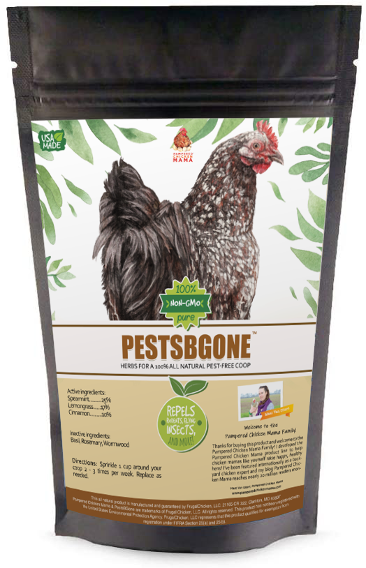 Dahlia Pets PestsBGone Herbal Blend Pest Repellent for chicken coops, available in 5oz, 10oz, and 20oz sizes