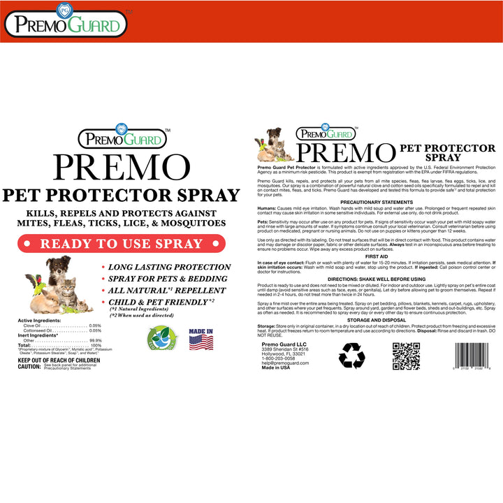 Protector para mascotas de 32 oz - Totalmente natural y no tóxico - Premo Guard 