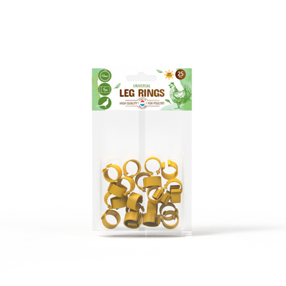 Durable yellow, orange, and pink poultry leg bands 12mm in a pack of 25, featuring a zip connection by Hatching Time.