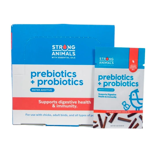 Strong Animals Comprehensive Prebiotic Probiotic Pack for Poultry by Hatching Time, designed for chicken digestive health.