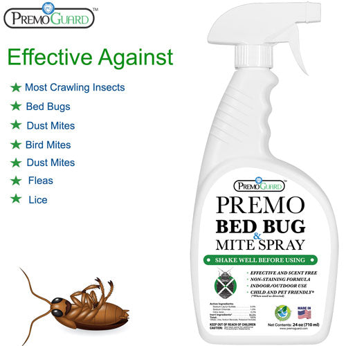 Insecticida para ácaros y chinches de cama, 24 oz, totalmente natural y no tóxico, Premo Guard 