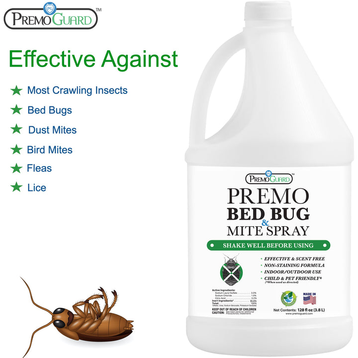 Insecticida para ácaros y chinches de cama, 128 oz, totalmente natural y no tóxico, de Premo Guard 