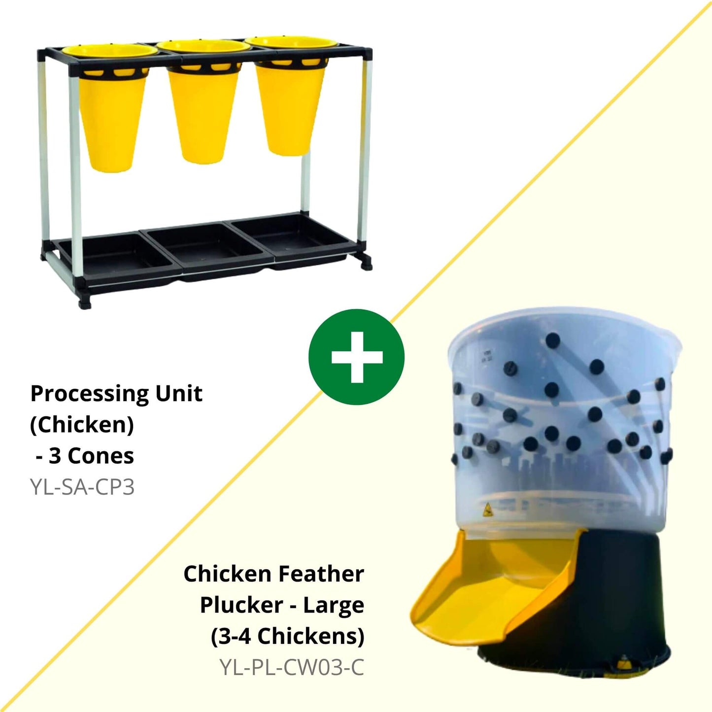 3-cone chicken processing unit with ABS plastic feather plucker by Hatching Time