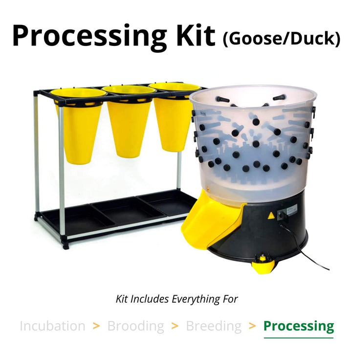 ABS plastic duck and goose processing kit with feather plucker and 3-cone unit from Hatching Time