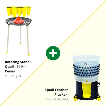 Durable ABS plastic quail processing kit with 14 cone rotating stand and kill cones by Hatching Time