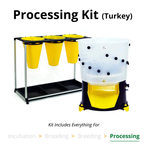 Durable ABS plastic turkey processing kit with 3-cone unit and plucker by Hatching Time