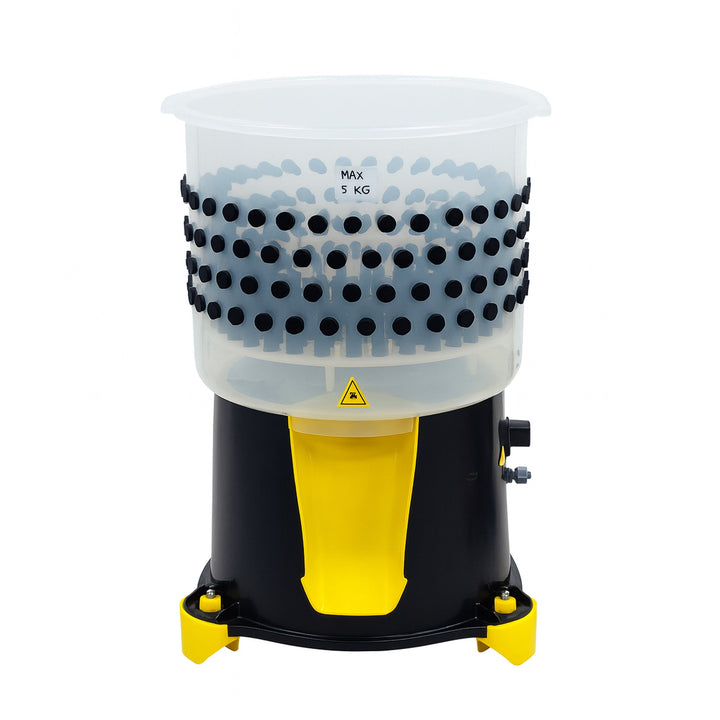 Cimuka Quail Feather Plucker with 216 fingers, gray ABS plastic drum, and 100W motor for efficient wet plucking.