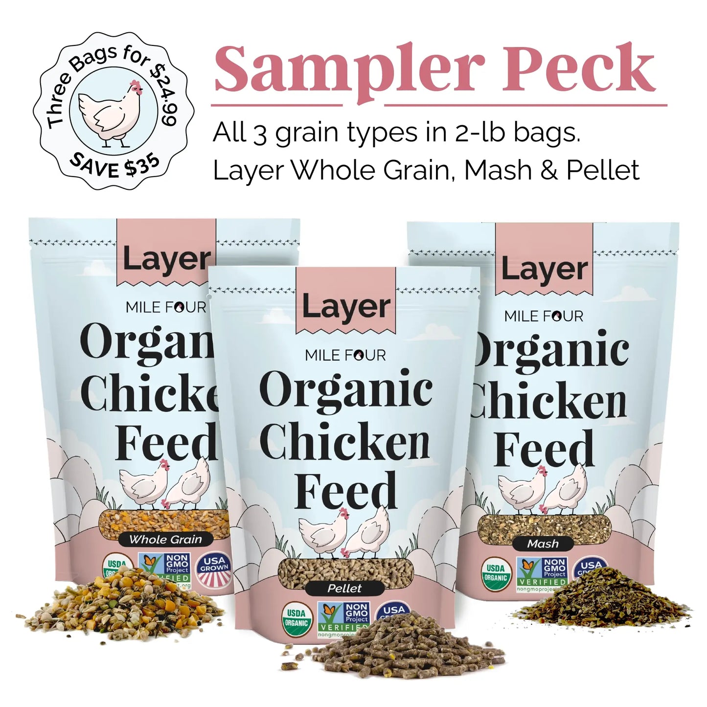 Mile Four Organic Layer Chicken Feed - Corn-Free Soy-Free Non-GMO